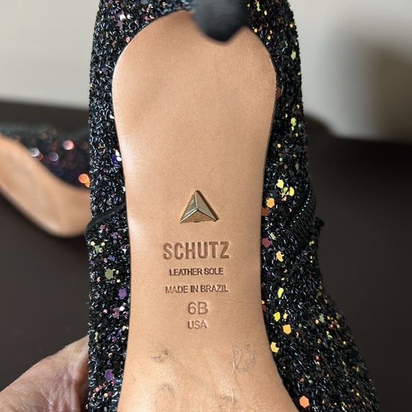 Schutz Glitter Ankle Boots Black Sequin Sparkle Leather Anthropologie Sz 6 - Picture 13 of 14